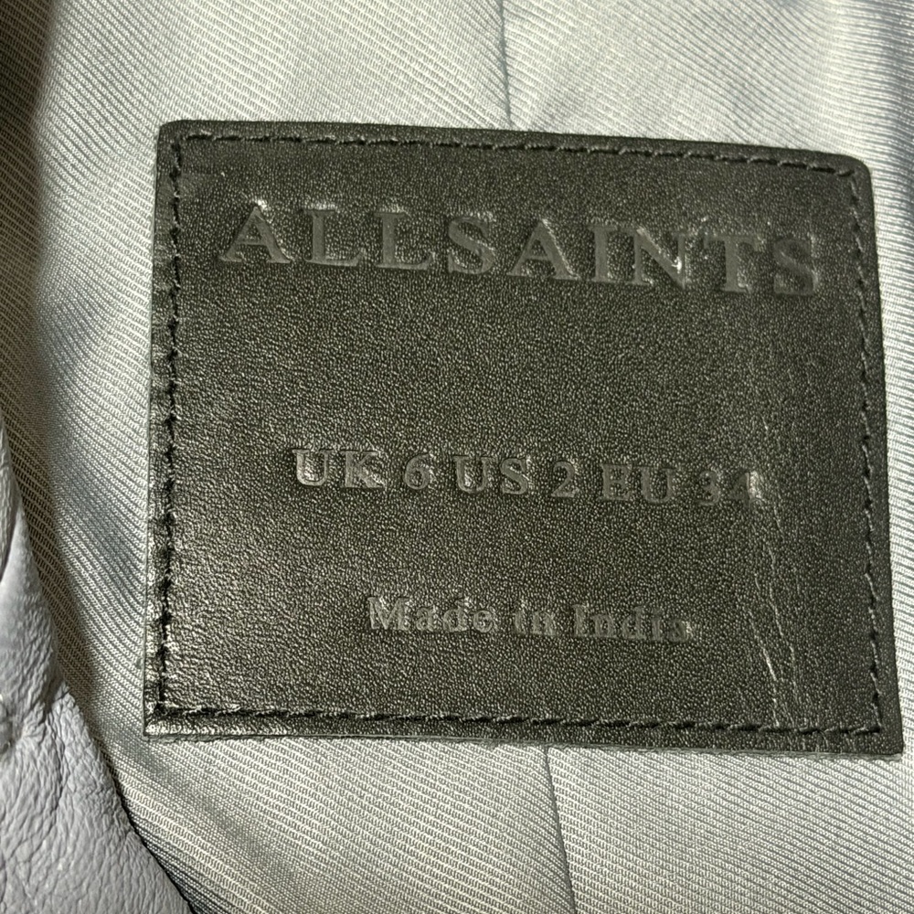 All Saints Dalby Leather Jacket in Grey Steel - Size 2 - Picture 8 of 10